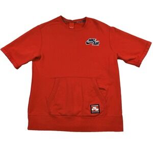 Mens Nike Air Athletics Fleece Pullover Sweatshirt Short Sleeve Red Crew Neck M